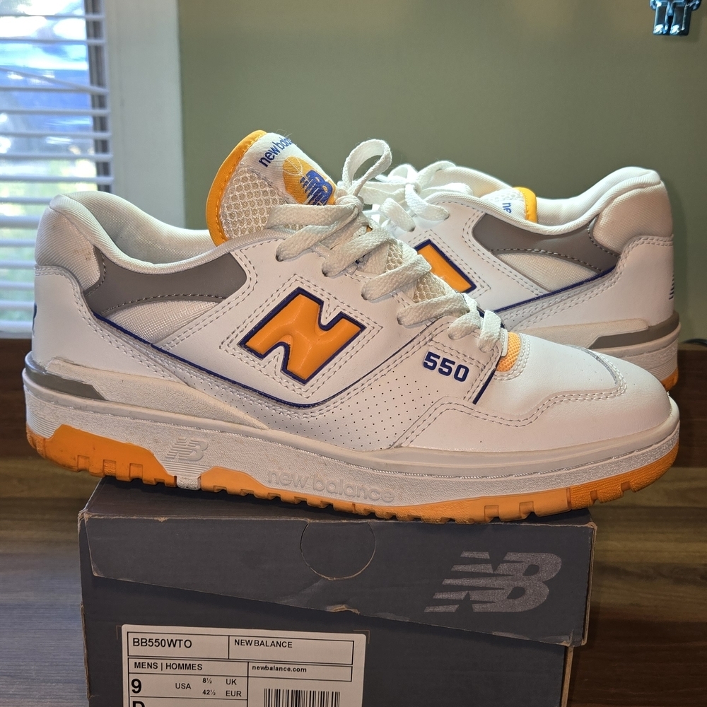 New Balance 550 White and Orange Sneakers
